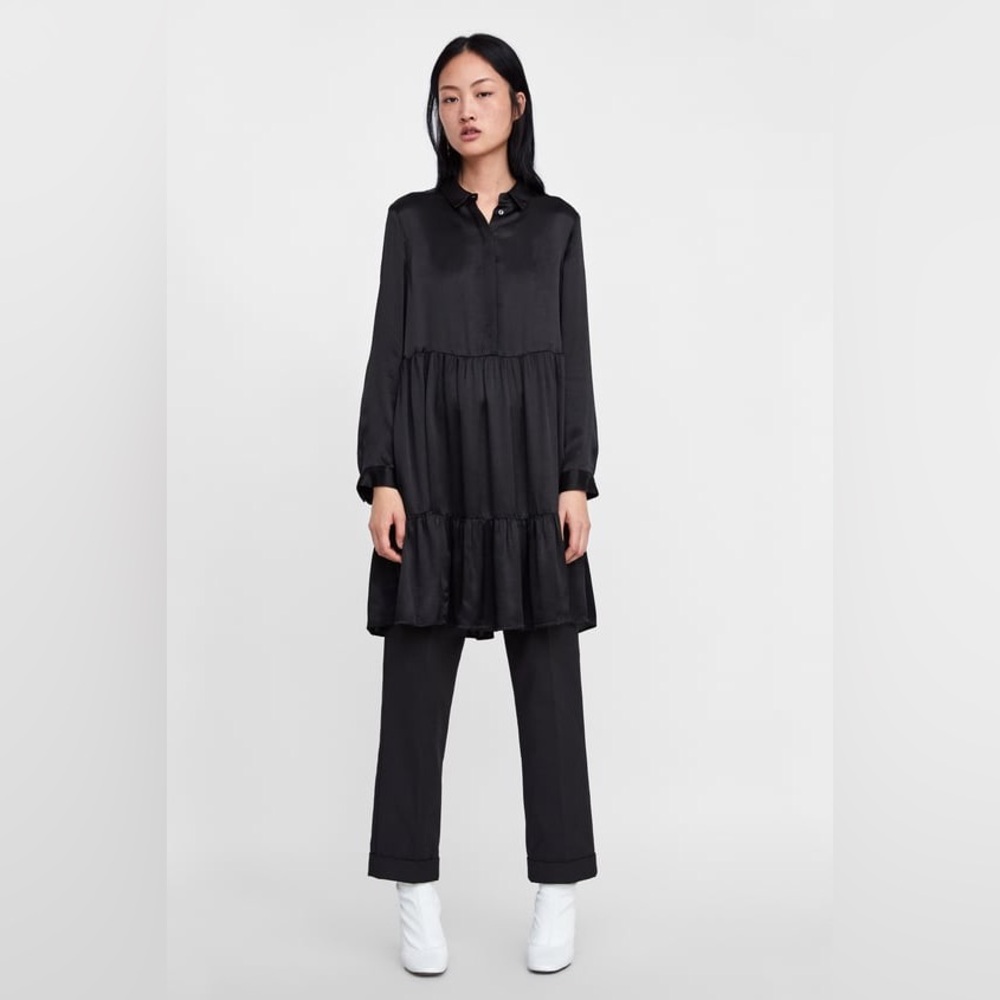 Zara satin effect ruffled dress